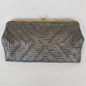 Silver Gray Split Clutch Vegan Bag